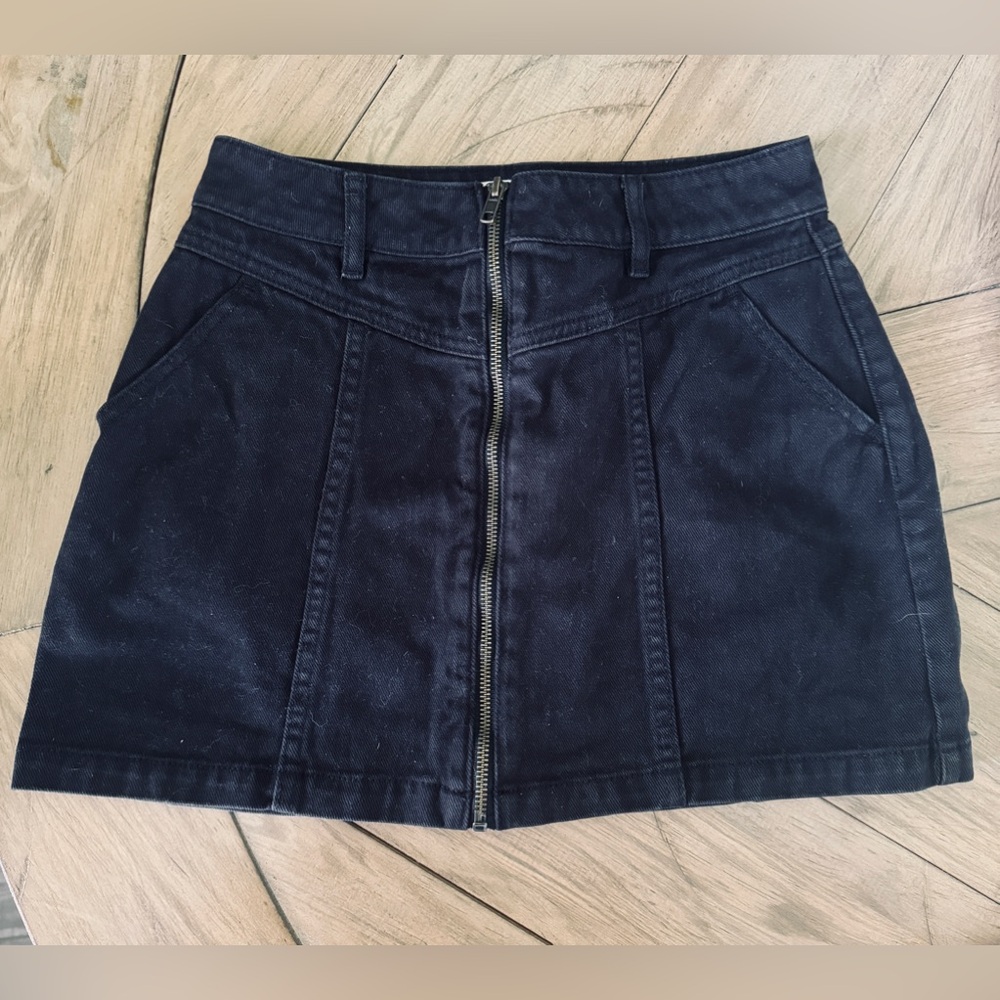 Pacsun Black Jean Mini Skirt Zip Front Size 25